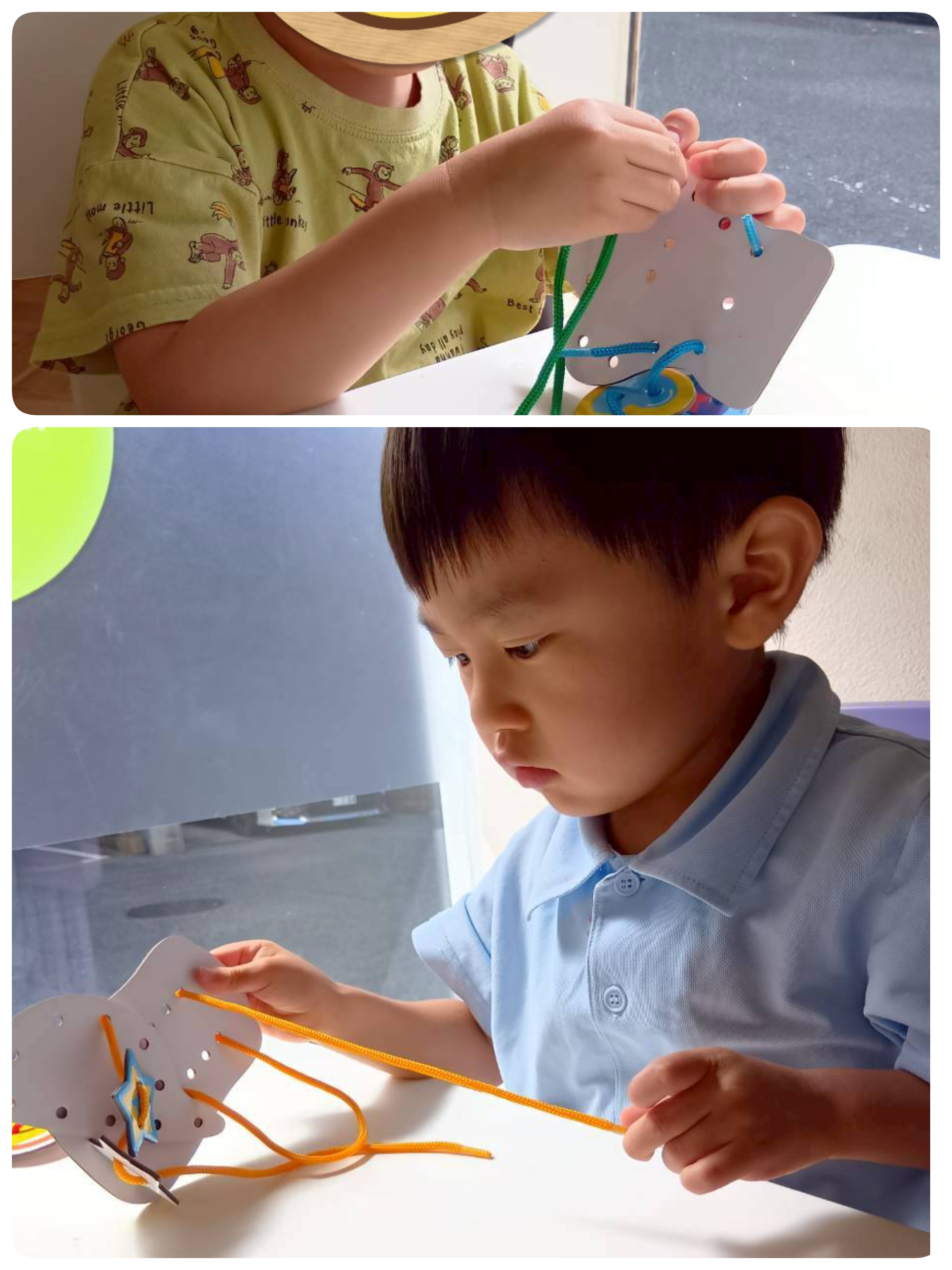 指先トレーニング　ひも結びの練習🌟