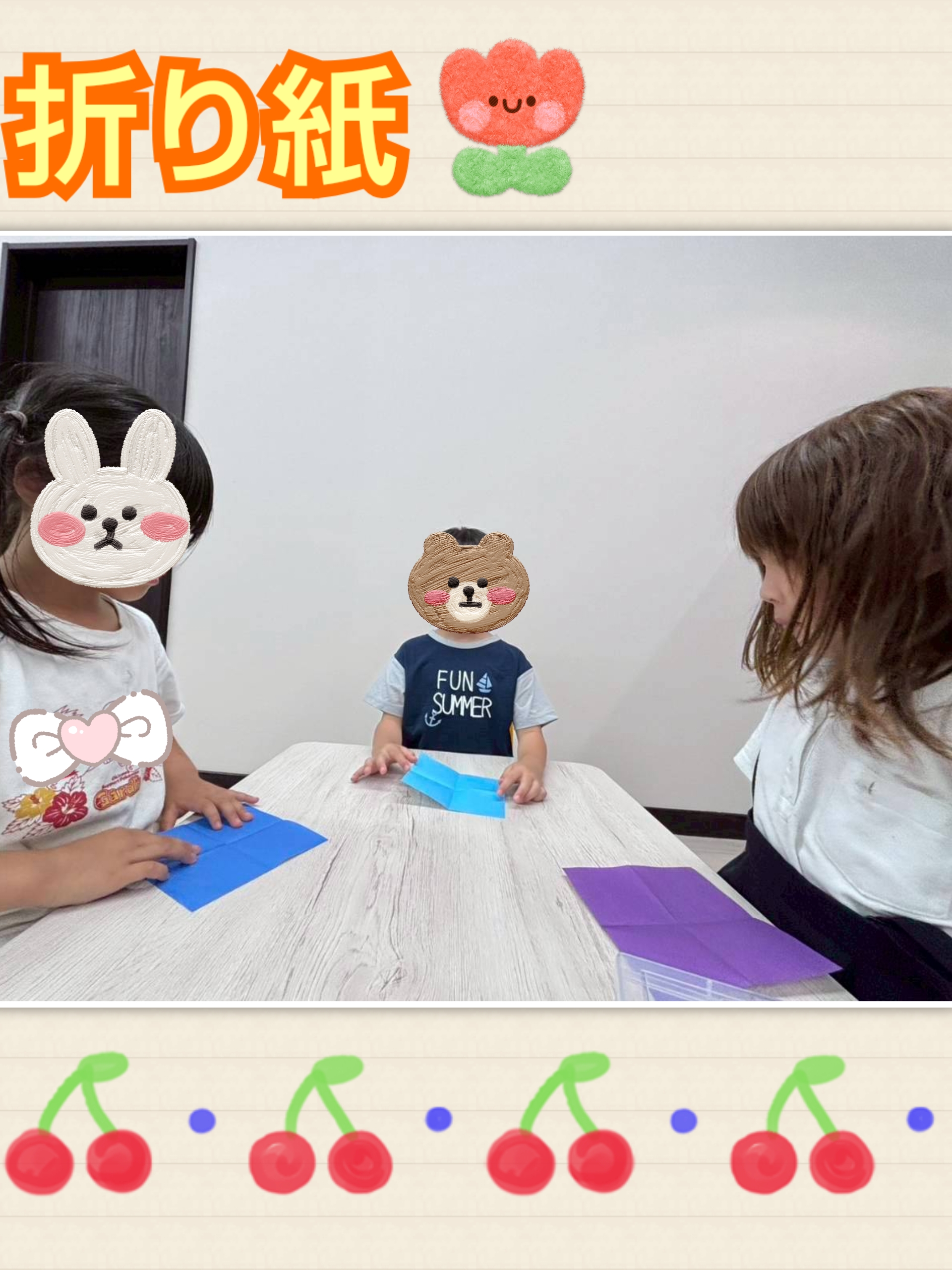 みんなで折り紙でカラフルなアジサイを作りました！🌺